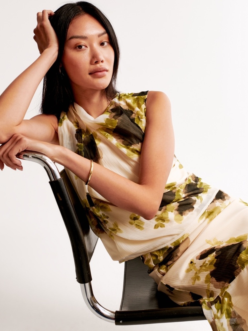 Abercrombie & Fitch Women's Floral Draped Shell Sleeveless Top